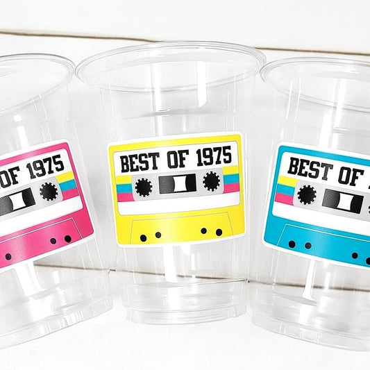 50th PARTY CUPS 50th Birthday Decoration 50th Party Favors 50th Party 50th Birthday Cassette Tape Party Best of 1975 Birthday Vintage 1975