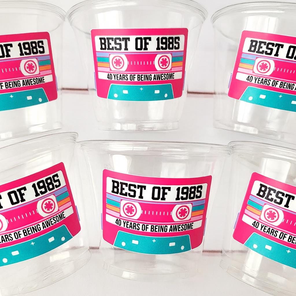 Disposable Pink 40th Party Cups - Best of 1983, 40th Birthday Party 40th Birthday Favors 40th Party Cups 40th Party, 1985 Birthday Party