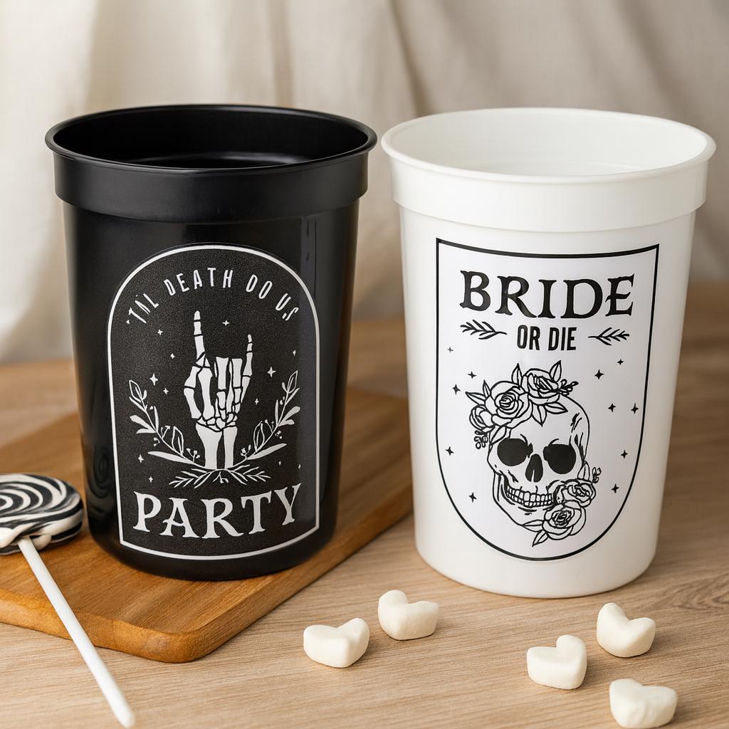 Bride or Die Cups Till Death Do Us Party Cups Bachelorette Party Cups Black Wedding Cups Bachelorette Party Favors Wedding Gifts Bridesmaids