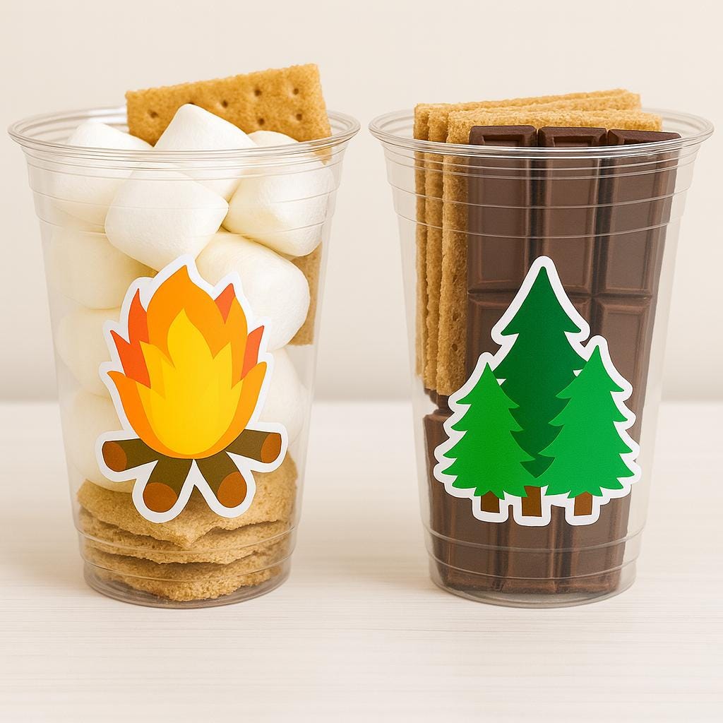 CAMPING PARTY CUPS - Camping Birthday Party Camping Party Decorations, Camping Birthday Supplies Camping Party Supplies Camping Party Favors