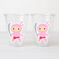 Ninja Party Cups, Girl Ninja Cups, Ninja Birthday Party Supplies, Ninja Party Decorations, Pink Ninja Cups, Ninja Party Favors, Ninja Cups