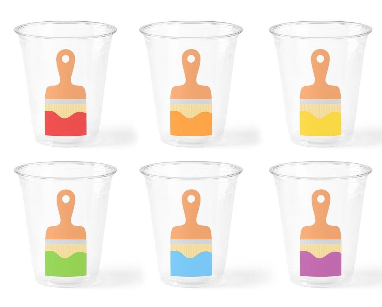 Paint Brush Party Cups – Art Painting Party Favors, Kids Art Party Supplies, Painting Birthday Favor Cups, Paint Party Cup Favor Decorations
