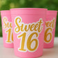 SWEET 16 PARTY Cups - Reuseable Sweet Sixteen Party Cups Sweet 16 Party Cups Sweet 16 Party Favors Sweet 16 Party Favors 16th Birthday Party
