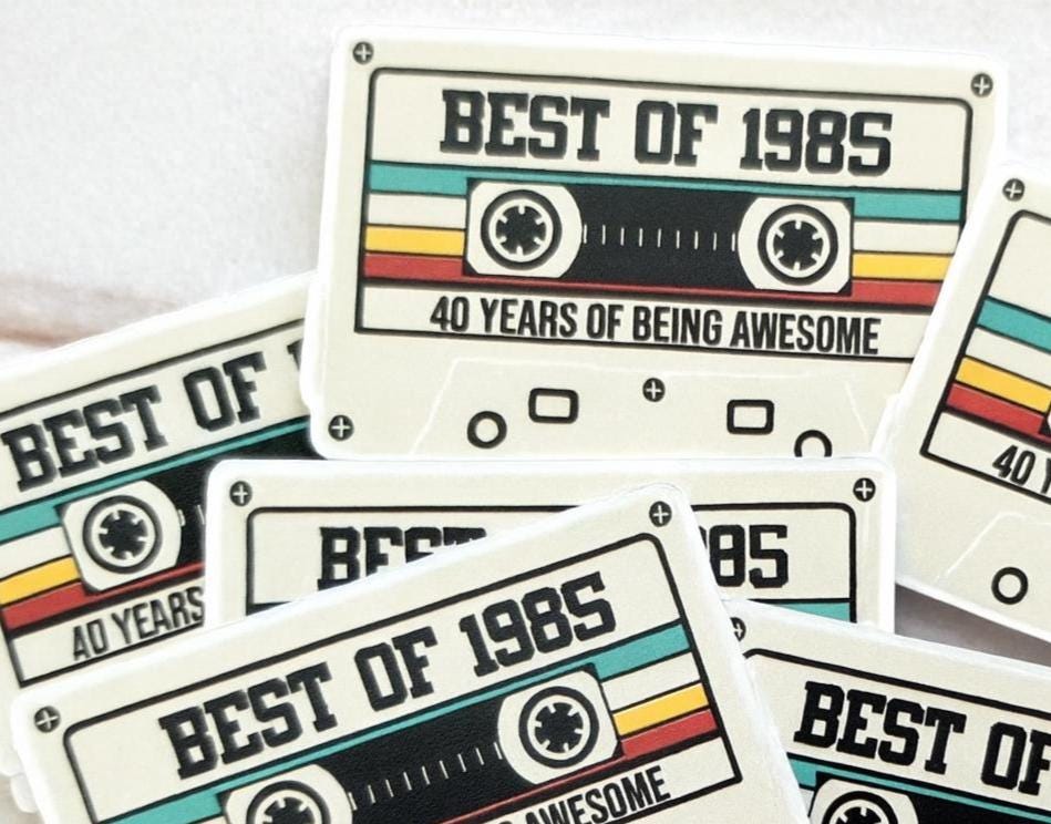 40th Birthday Party Cupcake Toppers Tan Cassette 40th Birthday Cupcake Toppers Best of 1985 Birthday Vintage 1985 Party 40th Birthday Party