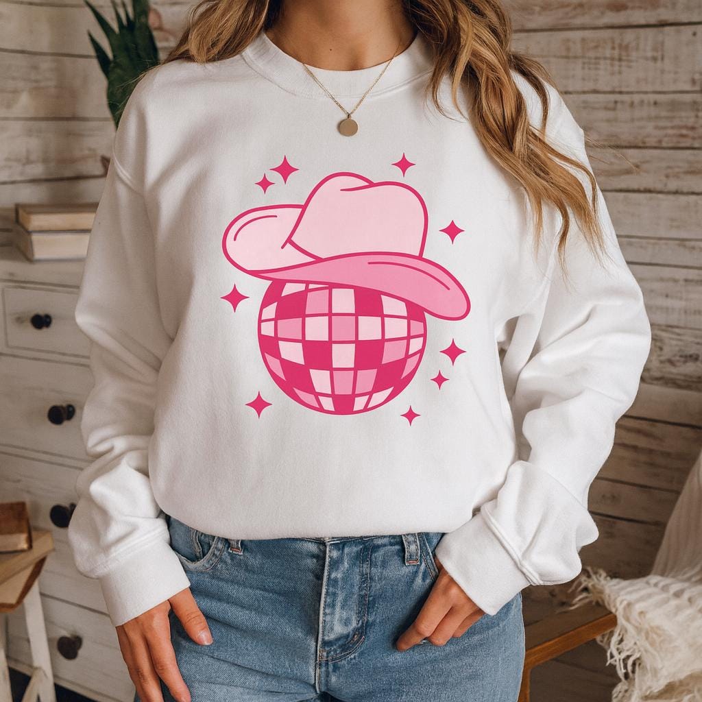Disco Cowgirl Sweatshirt, Let's Go Girls Shirt, Disco Ball Shirt, Howdy Shirt, Cowboy Shirt, Cowgirl Bachelorette, Western, Howdy, Country