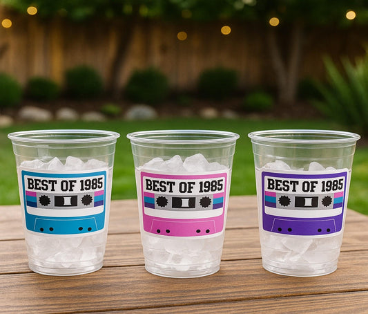 40th PARTY CUPS - Best of 1985 40th Birthday Party 40th Birthday Favors 40th Party Cups 40th Party Decorations 1985 Birthday 80s Party Cups