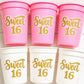 SWEET 16 PARTY Cups - Reuseable Sweet Sixteen Party Cups Sweet 16 Party Cups Sweet 16 Party Favors Sweet 16 Party Favors 16th Birthday Party