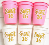 SWEET 16 PARTY Cups - Reuseable Sweet Sixteen Party Cups Sweet 16 Party Cups Sweet 16 Party Favors Sweet 16 Party Favors 16th Birthday Party