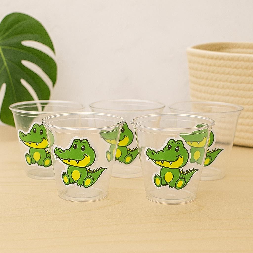 ALLIGATOR PARTY CUPS - Alligator Birthday Cups Alligator Party Favors Alligator Baby Shower Alligator Party Decorations Alligator Supplies