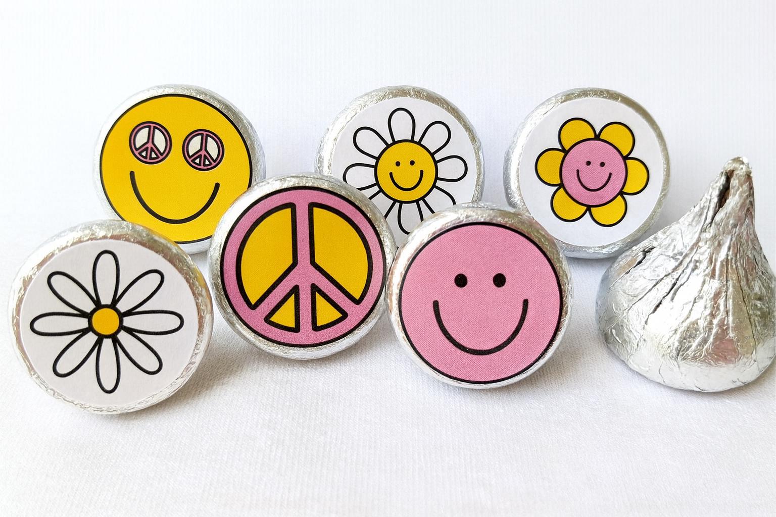 180 - 70s Party Stickers for Candy Two Groovy Birthday Party Stickers Groovy Party Favors 70s favors 70s Candy Wrappers 70's Birthday Party