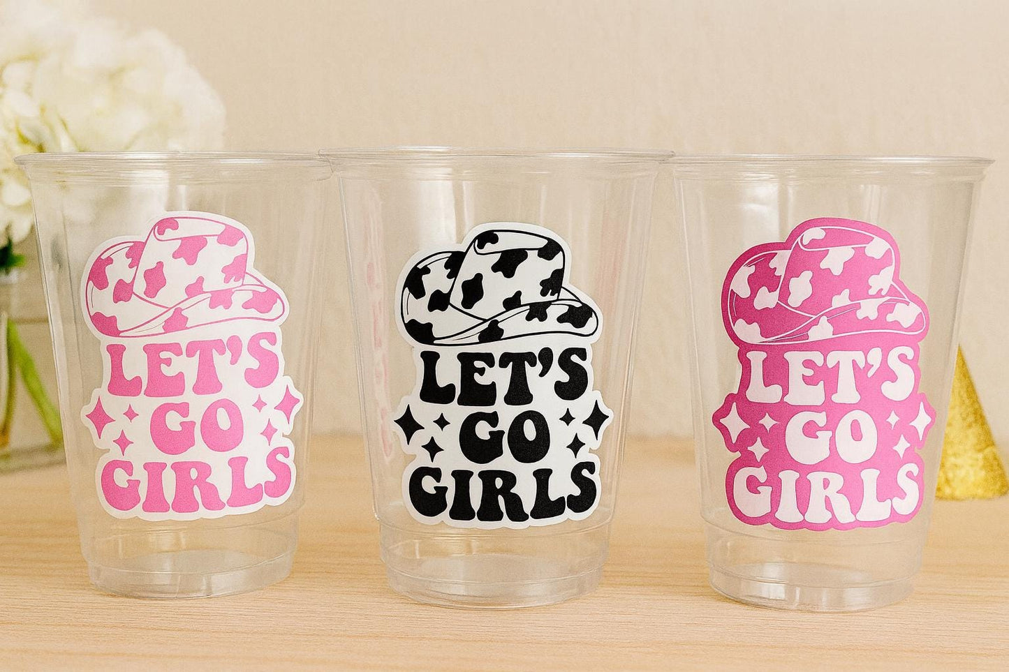 COWGIRL PARTY CUPS - Cowgirl Cups Cowgirl Party Decorations Cowgirl Bachelorette Party Cowgirl Hat Birthday Rodeo Party Cups Let's Go Girls