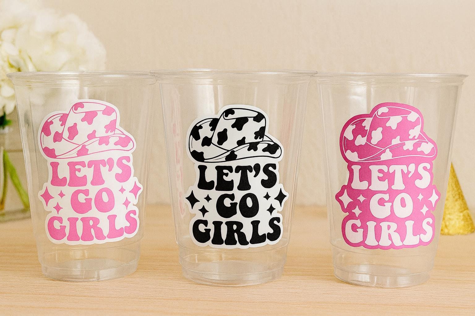 COWGIRL PARTY CUPS - Cowgirl Cups Cowgirl Party Decorations Cowgirl Bachelorette Party Cowgirl Hat Birthday Rodeo Party Cups Let's Go Girls