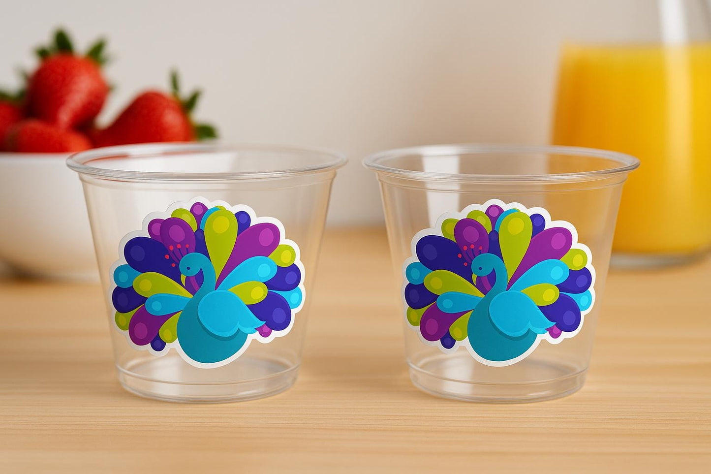 PEACOCK PARTY CUPS- Peacock Cups Peacock Decorations Peacock Birthday Peacock Party Peacock Party Favors Peacock Baby Shower Sprinkle