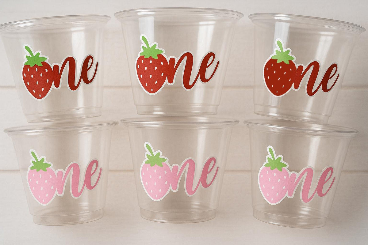 STRAWBERRY PARTY CUPS - Strawberry Birthday Cups Strawberry Cups First Birthday Strawberry One Party Decorations Strawberry Baby Shower