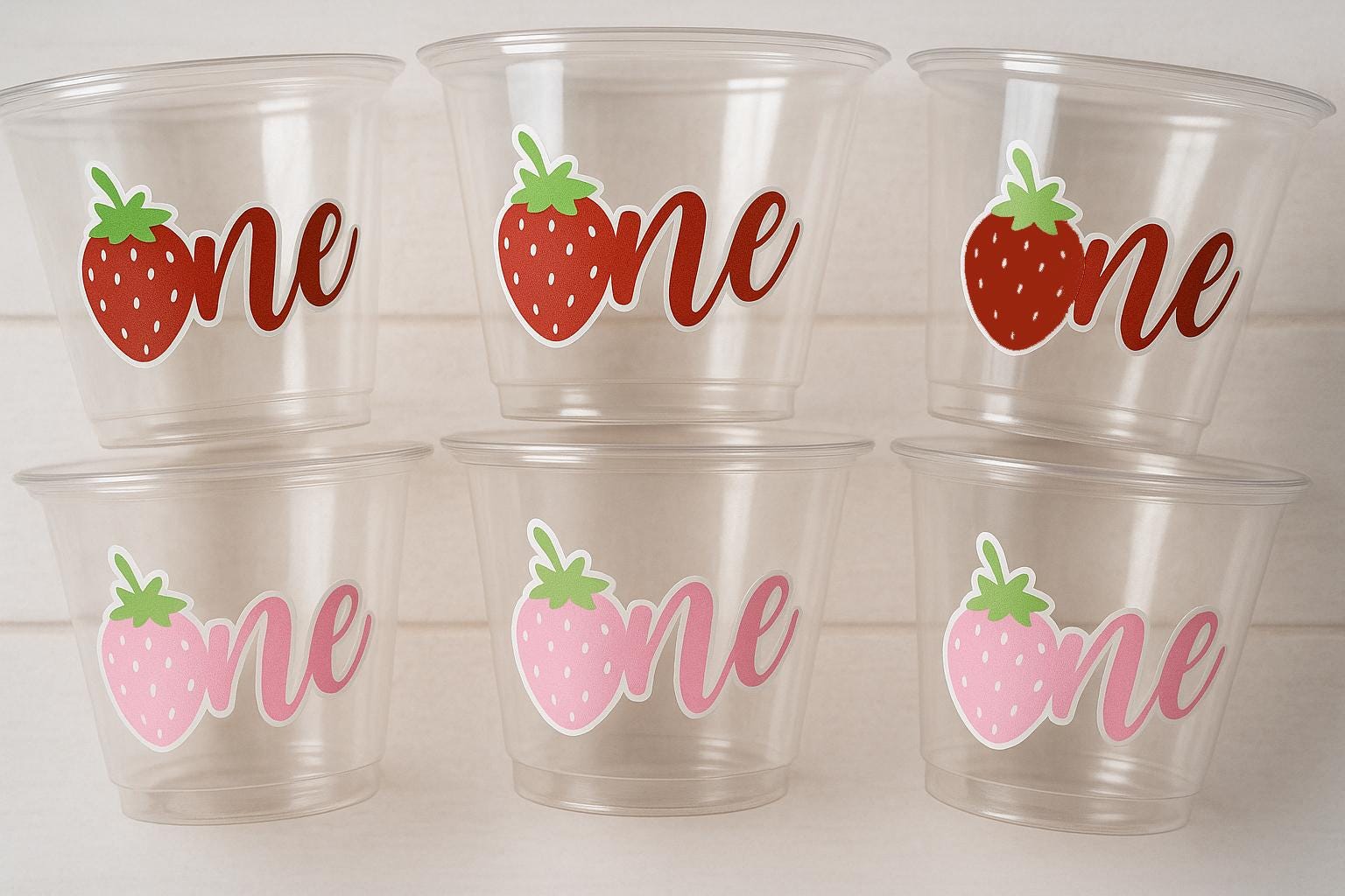 STRAWBERRY PARTY CUPS - Strawberry Birthday Cups Strawberry Cups First Birthday Strawberry One Party Decorations Strawberry Baby Shower