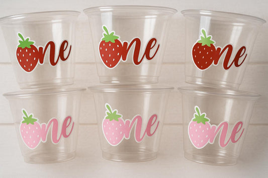 STRAWBERRY PARTY CUPS - Strawberry Birthday Cups Strawberry Cups First Birthday Strawberry One Party Decorations Strawberry Baby Shower