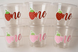 STRAWBERRY PARTY CUPS - Strawberry Birthday Cups Strawberry Cups First Birthday Strawberry One Party Decorations Strawberry Baby Shower