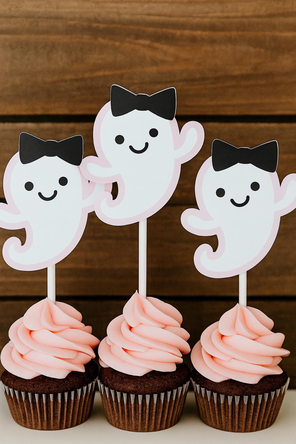 HALLOWEEN CUPCAKE TOPPERS - Girl Ghost Cupcake Toppers Pink Ghost Cupcake Toppers Halloween Decorations Halloween Party Halloween Ghost