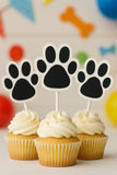 Paw Print Cupcake Toppers, Puppy Party Cupcake Topper, Dog Birthday Decorations, Paw Print Party Supplies, Paw Print Cake Toppers, Dog Party