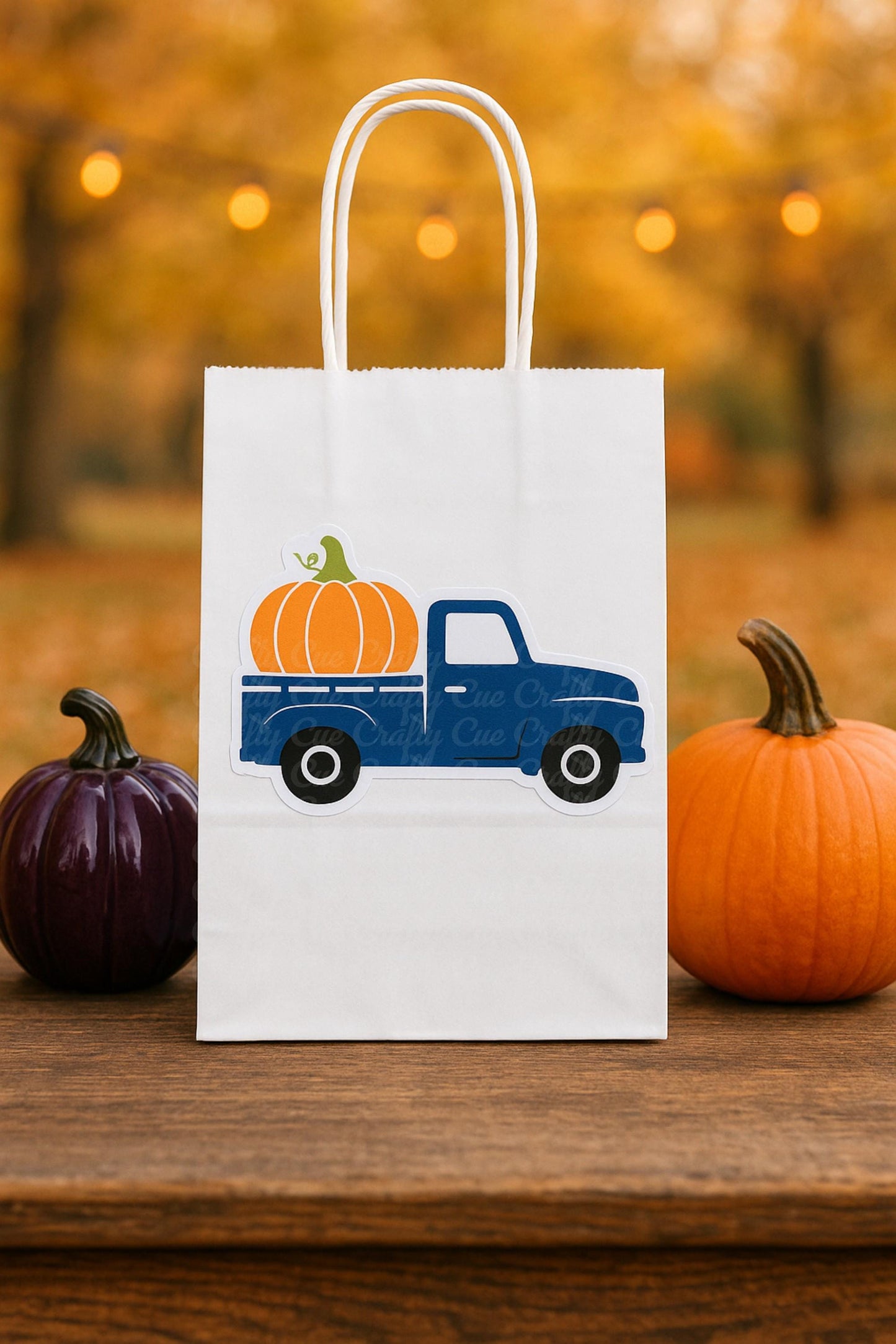 PUMPKIN TRUCK BAGS - Pumpkin Truck Goody Bags Pumpkin Favor Bags Pumpkin Gift Bags Little Pumpkin Birthday Little Pumpkin Party Blue Truck