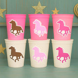 HORSE PARTY CUPS Horse Cups Horse Party Decorations Horse Baby Shower Horse Party Favors Derby Cowgirl Baby Shower Equestrian Party Cups