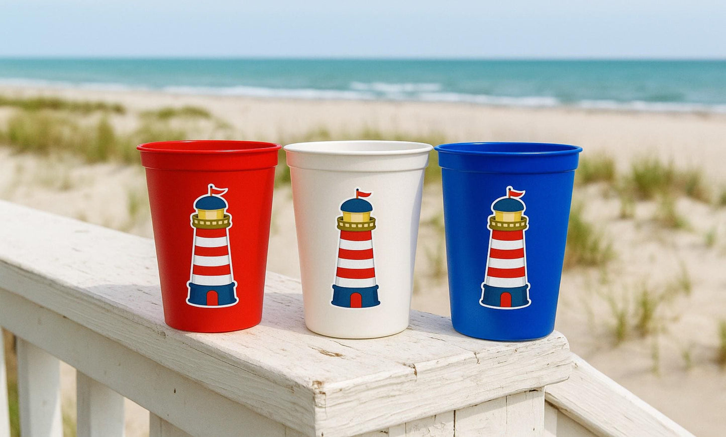 LIGHTHOUSE  PARTY CUPS - Nautical Party Cups Nautical Cups Nautical Birthday Nautical Party Nautical Party Favors Nautical Baby Shower Cups