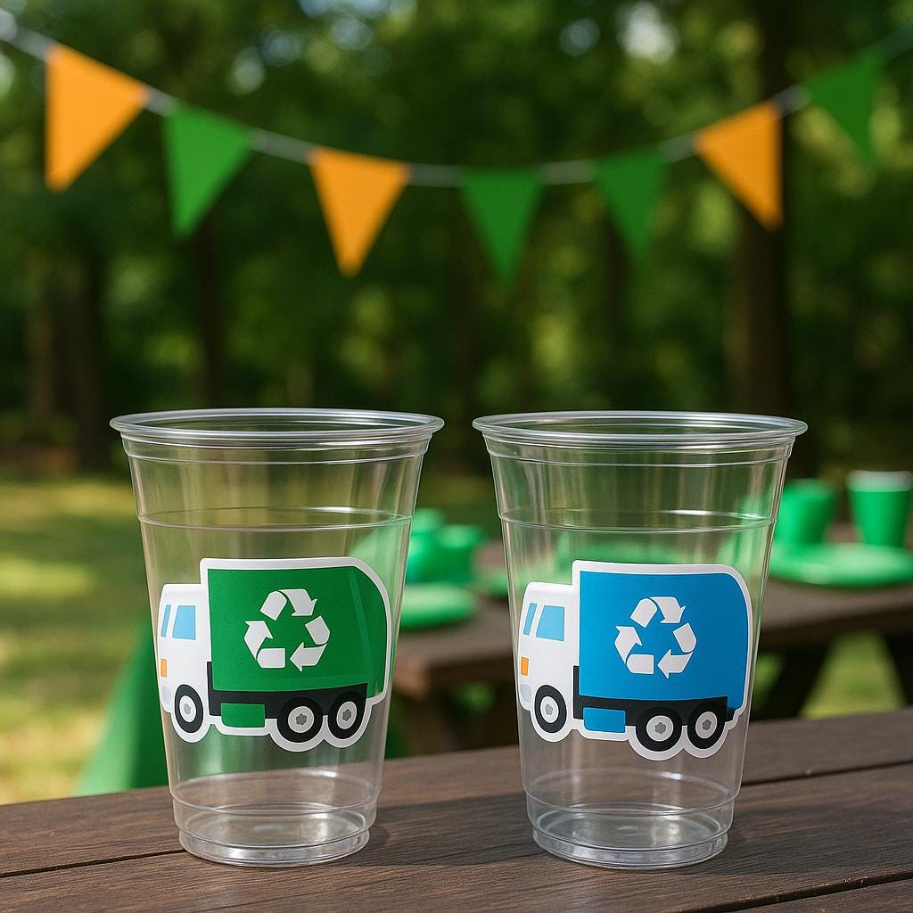 GARBAGE TRUCK PARTY Cups - Garbage Truck Treat Cups Garbage Truck Party Favors Garbage Truck Birthday Favors Trash Garbage Birthday Recycle