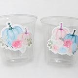 GENDER REVEAL PUMPKIN Party Cups Gender Reveal Baby Shower He or She Cup Pink and Blue Gender Reveal Decoration Little Pumpkin Gender Reveal