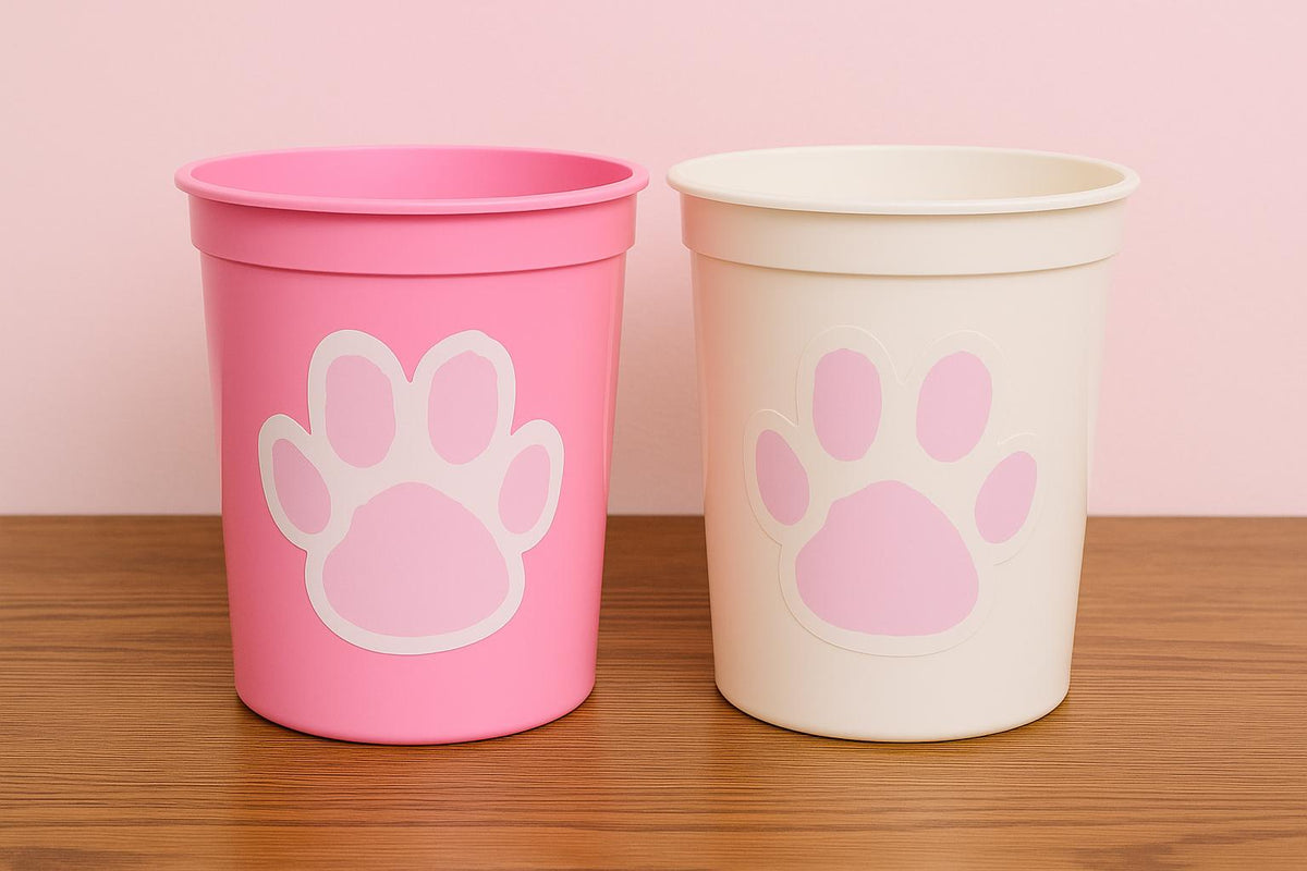 Paw Print Party Cups, Puppy Party Cups, Dog Party Cups, Dog Birthday Party Decorations, Puppy Birthday Party Supplies, Pink Paw Print Cups