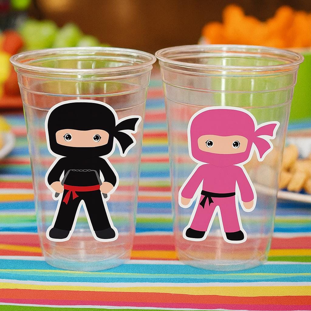 NINJA PARTY CUPS - Ninja Cups Ninja Birthday Party Ninja Party Decorations Ninja Party Supplies Ninja Treat Cups Ninja Party Favors Karate