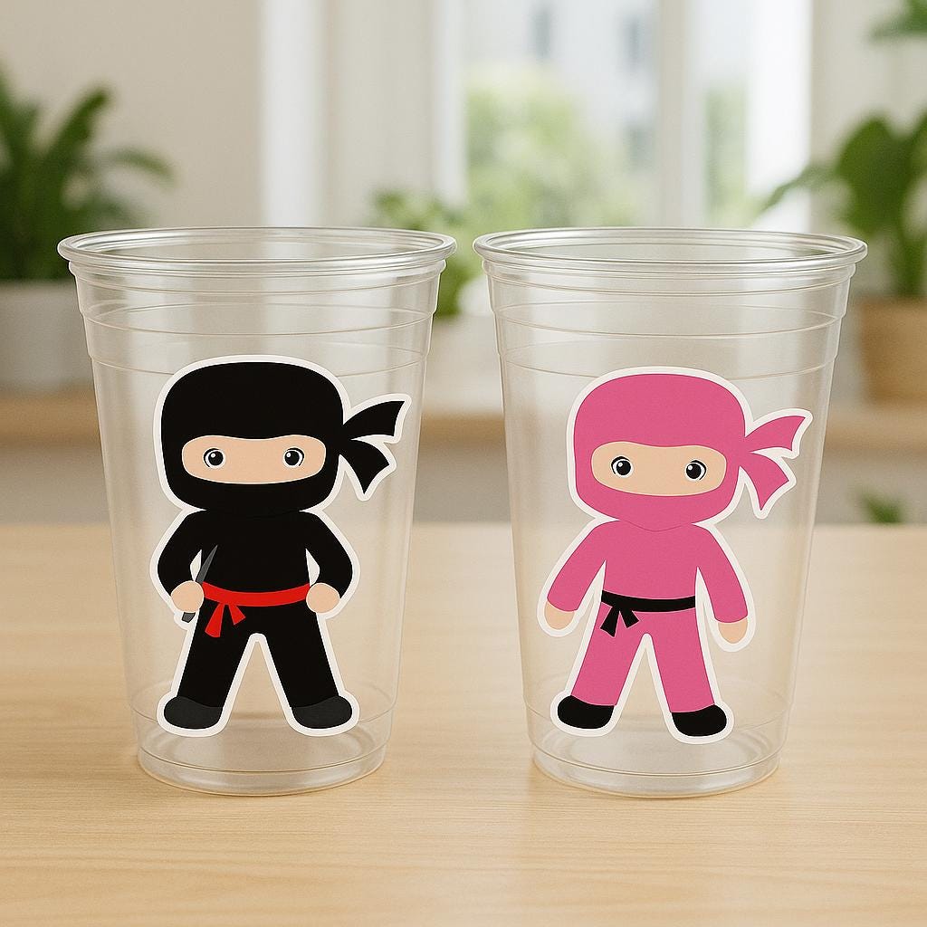 NINJA PARTY CUPS - Ninja Cups Ninja Birthday Party Ninja Party Decorations Ninja Party Supplies Ninja Treat Cups Ninja Party Favors Karate