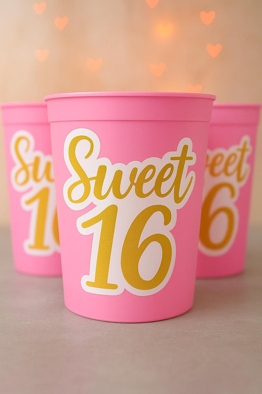 SWEET 16 PARTY Cups - Reuseable Sweet Sixteen Party Cups Sweet 16 Party Cups Sweet 16 Party Favors Sweet 16 Party Favors 16th Birthday Party