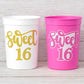 SWEET 16 PARTY Cups - Reuseable Sweet Sixteen Party Cups Sweet 16 Party Cups Sweet 16 Party Favors Sweet 16 Party Favors 16th Birthday Party