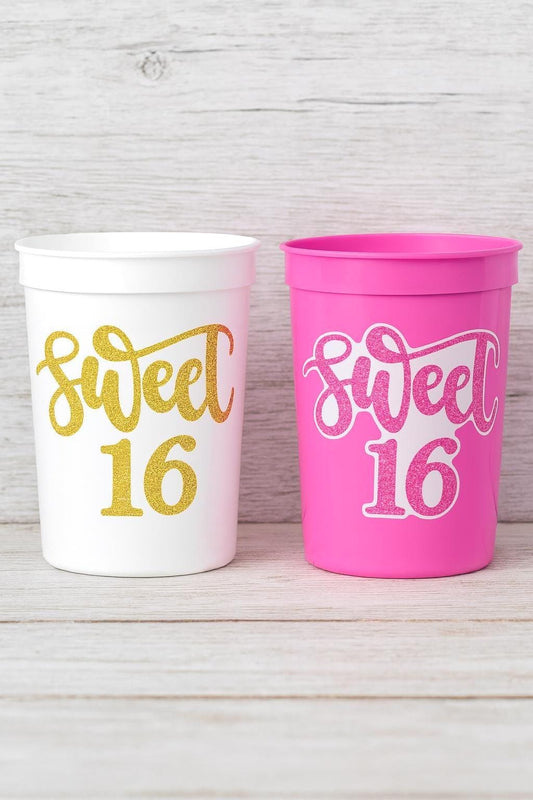 SWEET 16 PARTY Cups - Reuseable Sweet Sixteen Party Cups Sweet 16 Party Cups Sweet 16 Party Favors Sweet 16 Party Favors 16th Birthday Party