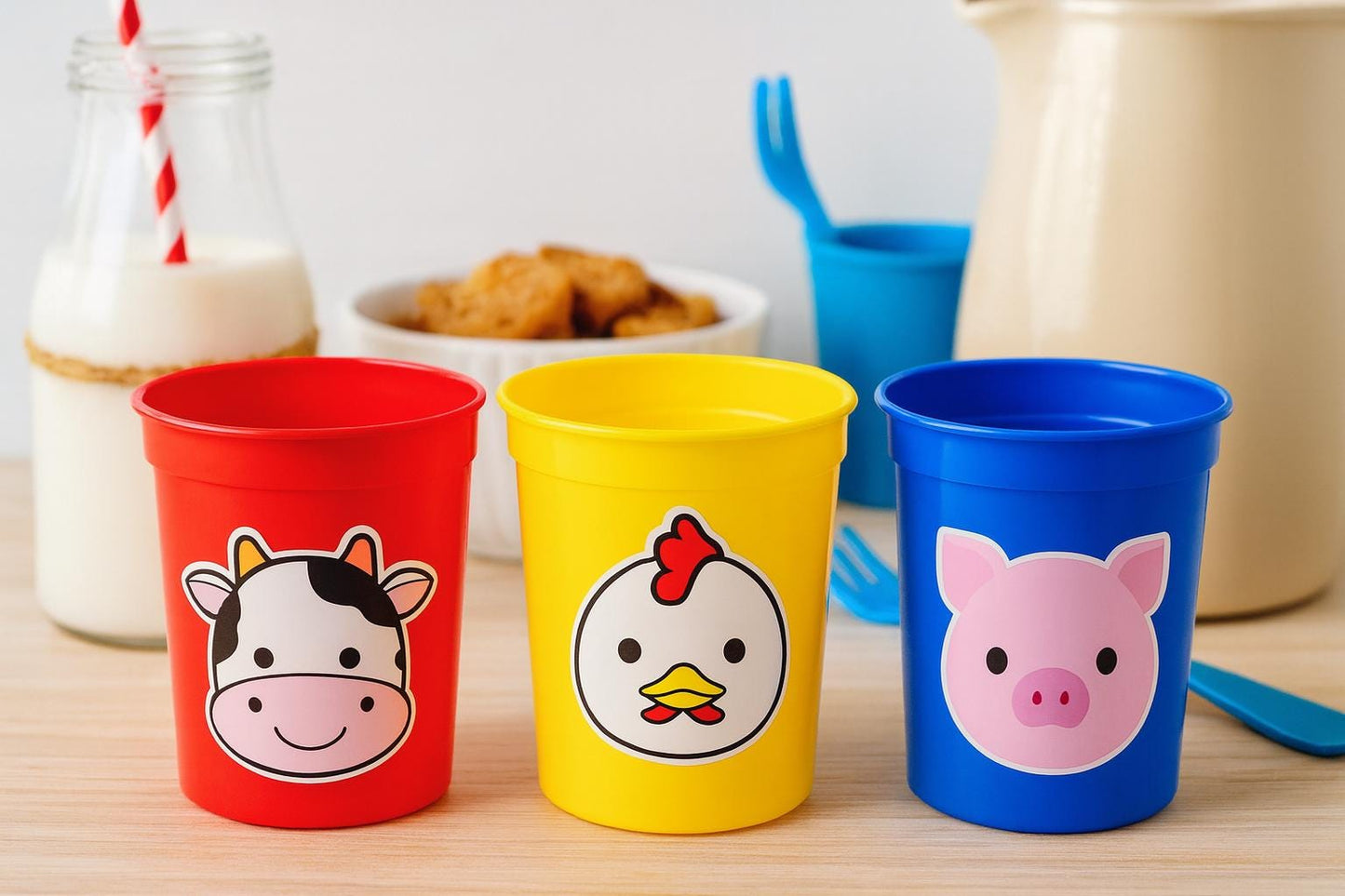 FARM ANIMAL PARTY Cups - Cow party cups Pig party cups Chicken Cups Farm Birthday Farm Decorations Farm Party Farm animal favors Farm cups
