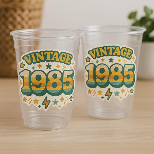40th PARTY CUPS - Vintage 1985 40th Birthday Party 40th Birthday Favors 40th Party Cups 40th Party Decorations 1985 Birthday Party Cups