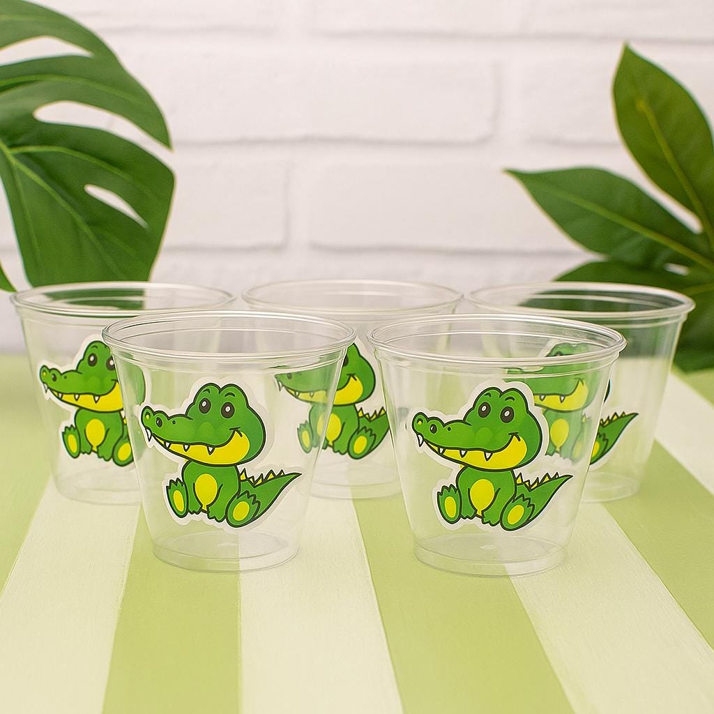 ALLIGATOR PARTY CUPS - Alligator Birthday Cups Alligator Party Favors Alligator Baby Shower Alligator Party Decorations Alligator Supplies