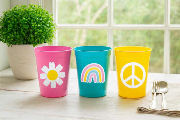 70s PARTY CUPS - 70&#39;s Birthday Cups 70s Party Cups 70s Decorations 70&#39;s Birthday Party 70&#39;s Birthday Party Decorations Hippie Two Groovy