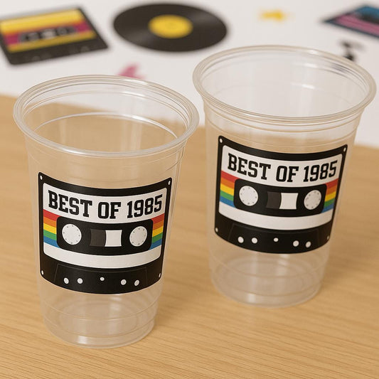 40th PARTY CUPS 40th Birthday Decoration 40th Party Favors 40th Party 40th Birthday Cassette Tape Party Best of 1985 Birthday Vintage 1985