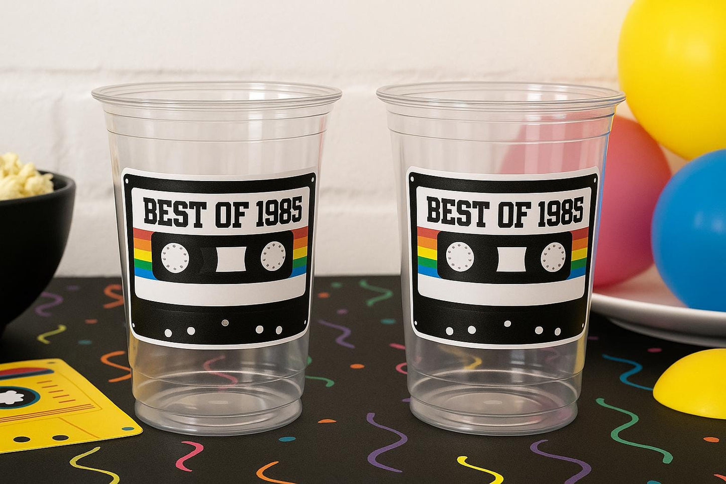 40th PARTY CUPS 40th Birthday Decoration 40th Party Favors 40th Party 40th Birthday Cassette Tape Party Best of 1985 Birthday Vintage 1985