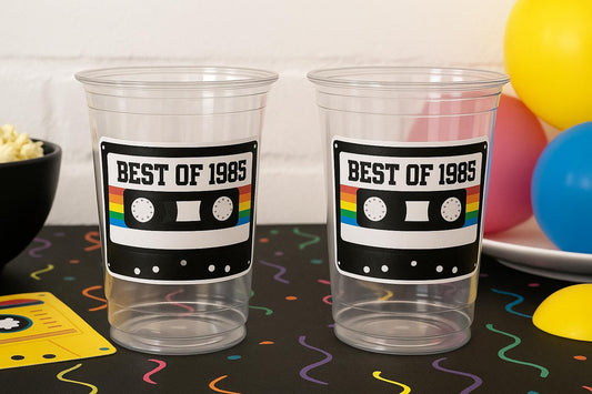 40th PARTY CUPS 40th Birthday Decoration 40th Party Favors 40th Party 40th Birthday Cassette Tape Party Best of 1985 Birthday Vintage 1985