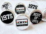 180 - 50th Birthday Cassette Tape Stickers 50th Birthday Party Favor Stickers for Candy Vintage 1975 40th Birthday Best of 1975 Birthday