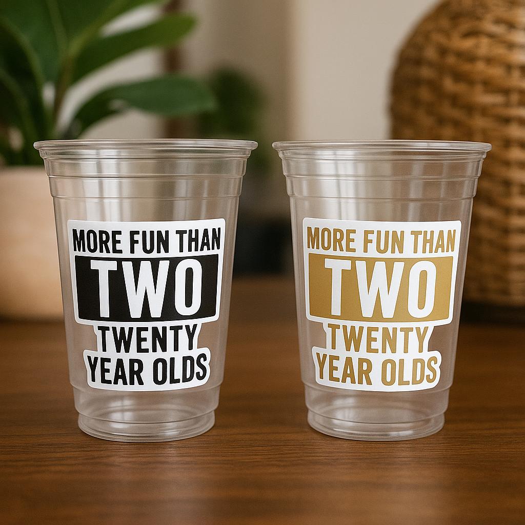 40th Birthday Cups, More Fun Than Two 20 Year Olds, 40th Party Decorations, 40th Birthday Favors, Forty Party Supplies, 40th Birthday Party
