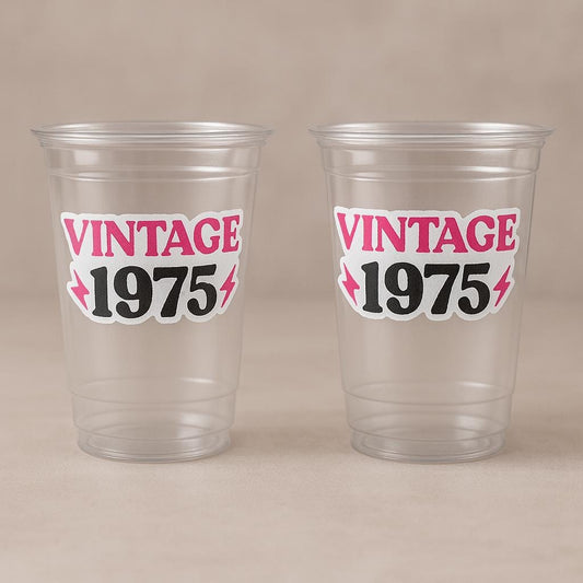 50th PARTY CUPS - 50 and Fabulous 50th Birthday Party 50th Birthday Favors Vintage 1975 Cups 50th Party Decorations 1975 Birthday Party Cups