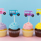 School Bus Cupcake Toppers, Pink School Bus, Blue School Bus, Cake Toppers, Bus Birthday Party Decorations, Bus Party Supplies, School Party