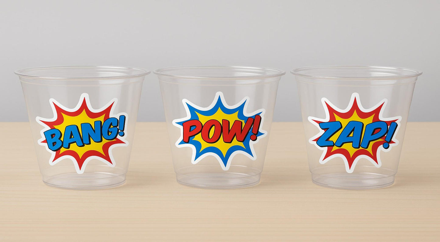 SUPERHERO PARTY CUPS - Superhero Cups Superhero Birthday Superhero Party Superhero Decorations Superhero Party Favors Superhero Decorations