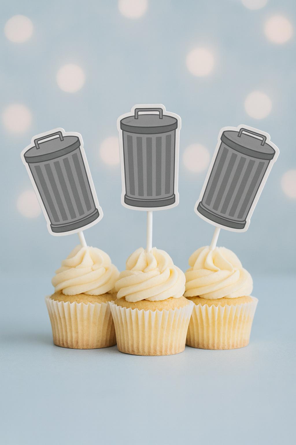 Trash Can Cupcake Toppers, Garbage Can Cupcake Toppers 122917218P