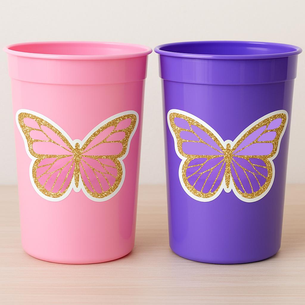 BUTTERFLY PARTY CUPS -Pink Butterfly Cups Butterfly Birthday Party Butterfly Party Favors Butterfly Party Decorations Butterfly Baby Shower