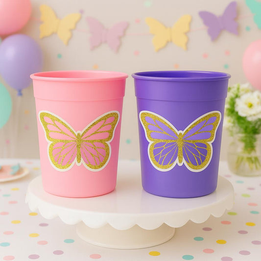 BUTTERFLY PARTY CUPS -Pink Butterfly Cups Butterfly Birthday Party Butterfly Party Favors Butterfly Party Decorations Butterfly Baby Shower