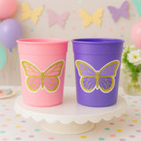 BUTTERFLY PARTY CUPS -Pink Butterfly Cups Butterfly Birthday Party Butterfly Party Favors Butterfly Party Decorations Butterfly Baby Shower